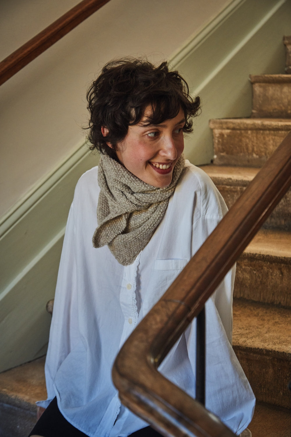 Bandana en laine mérinos HORTENSE - Beige