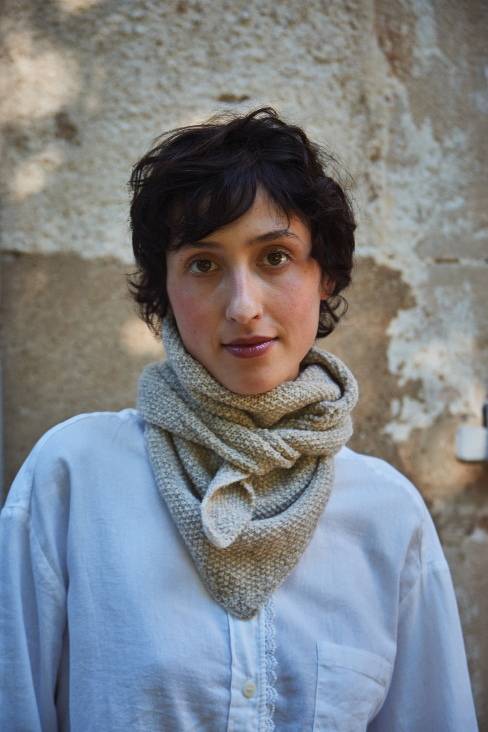 Bandana en laine mérinos HORTENSE - Beige