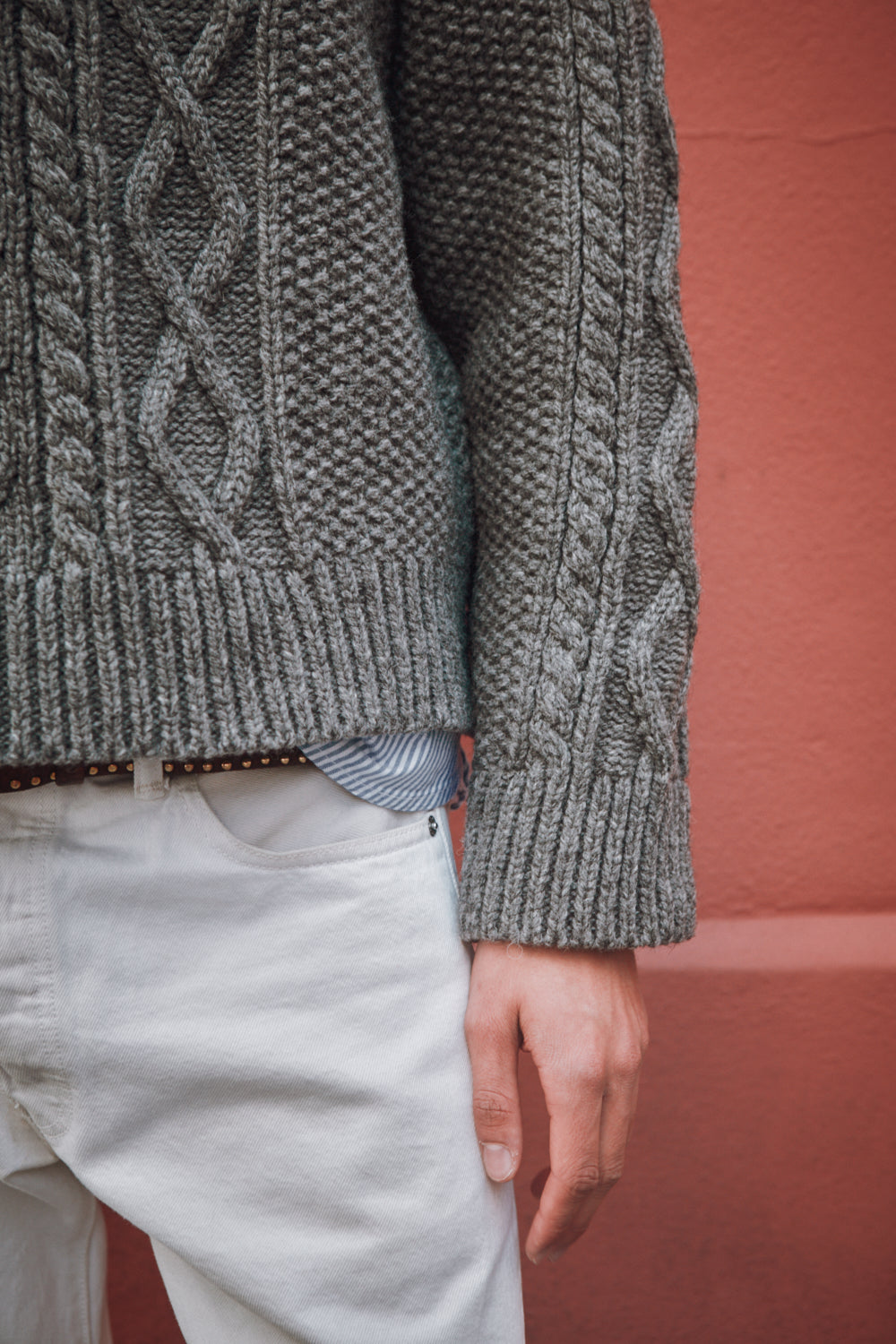 Pull irlandais ROGER pour homme en laine mérinos - Gris cendré