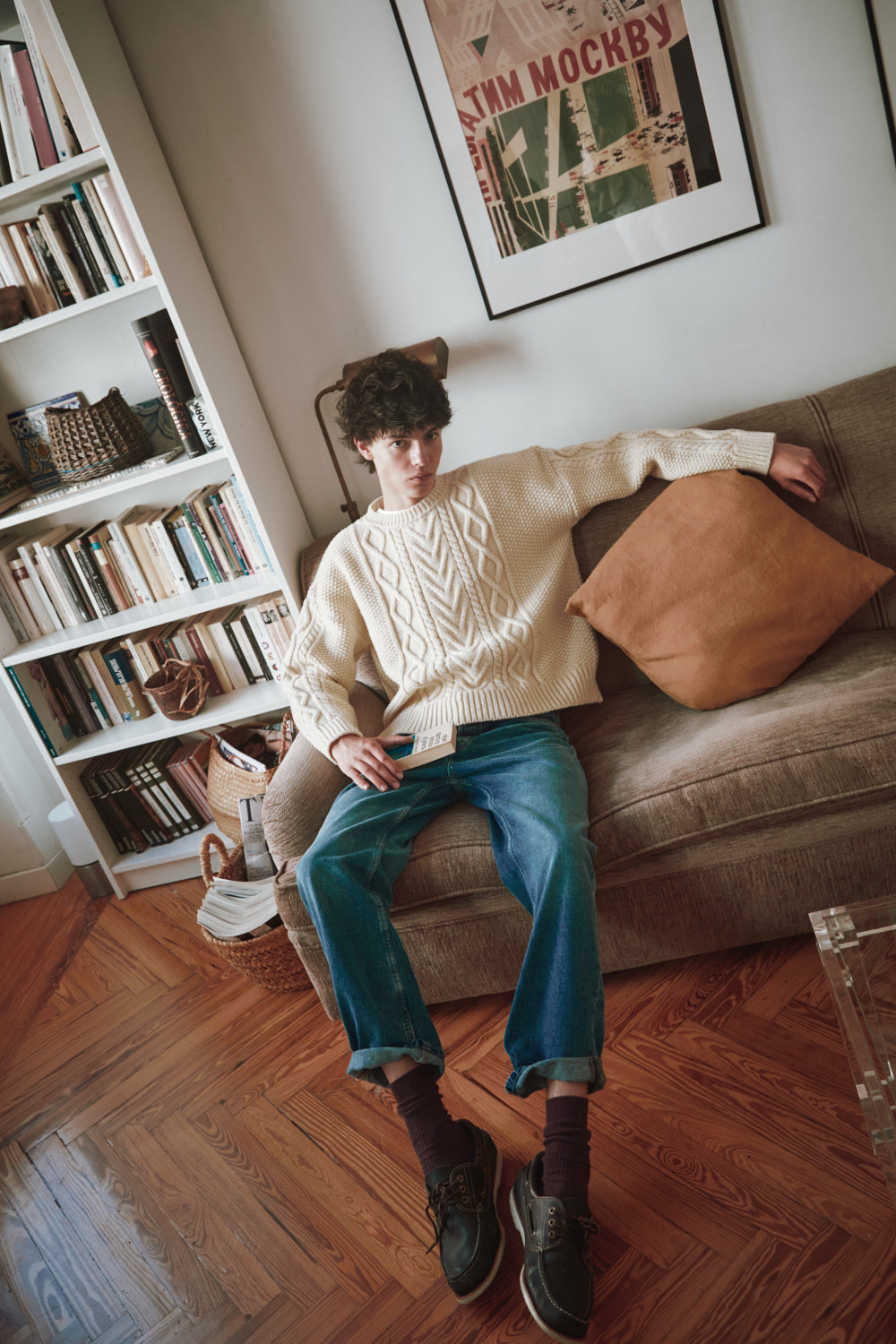 Pull irlandais ROGER pour homme en laine mérinos - Blanc cassé