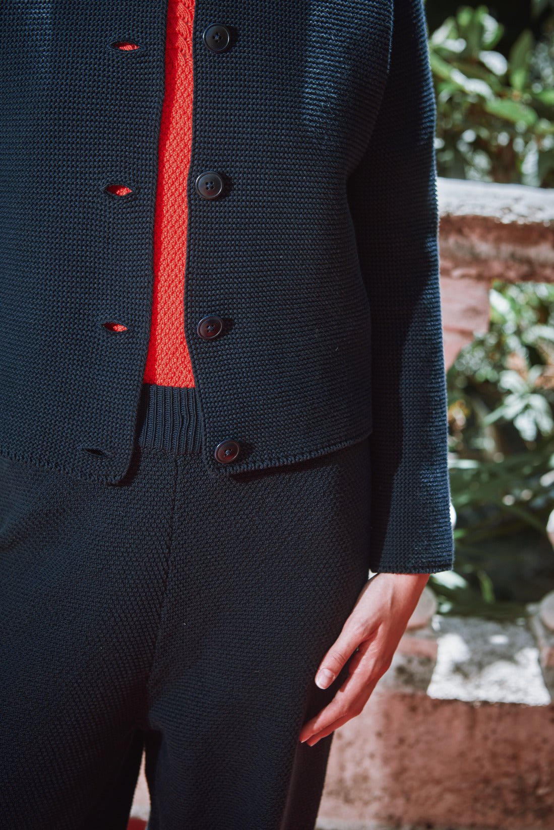 ROSA Veste au col Claudine en coton biologique - Bleu marine