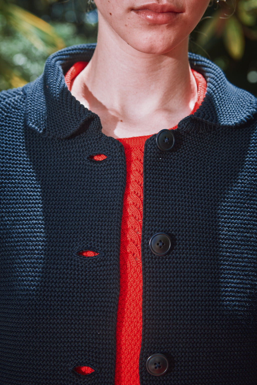 ROSA Veste au col Claudine en coton biologique - Bleu marine