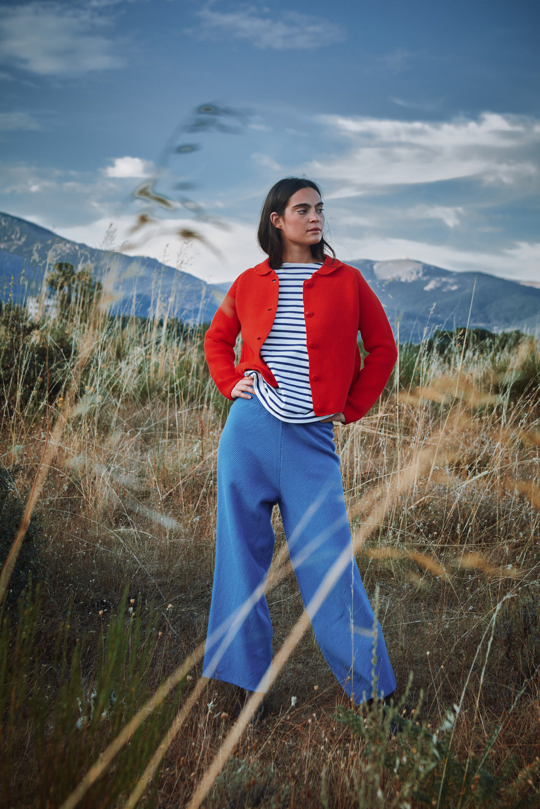 ROSA Veste au col Claudine en coton bio - Rouge - L'ENVERS