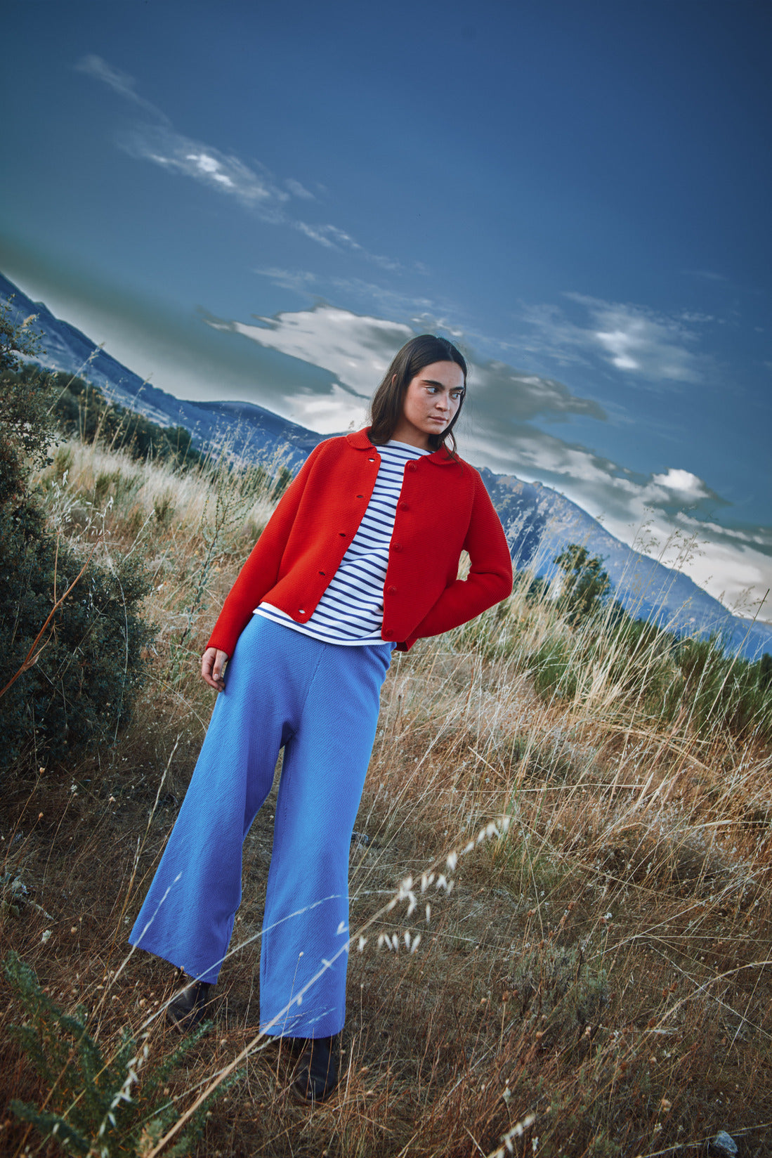 ROSA Veste au col Claudine en coton bio - Rouge