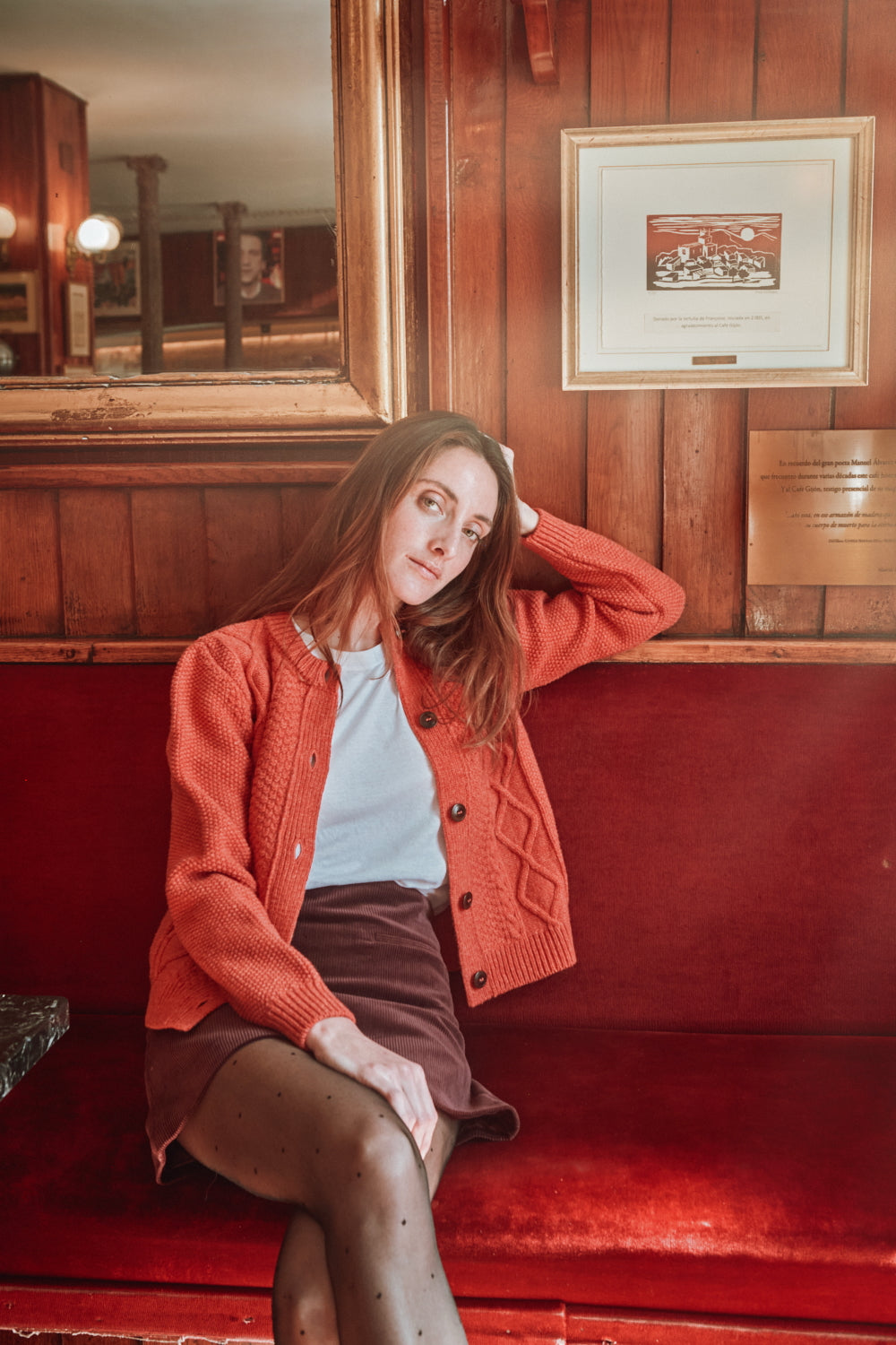 SONIA Cardigan torsadé en laine mérinos - Corail