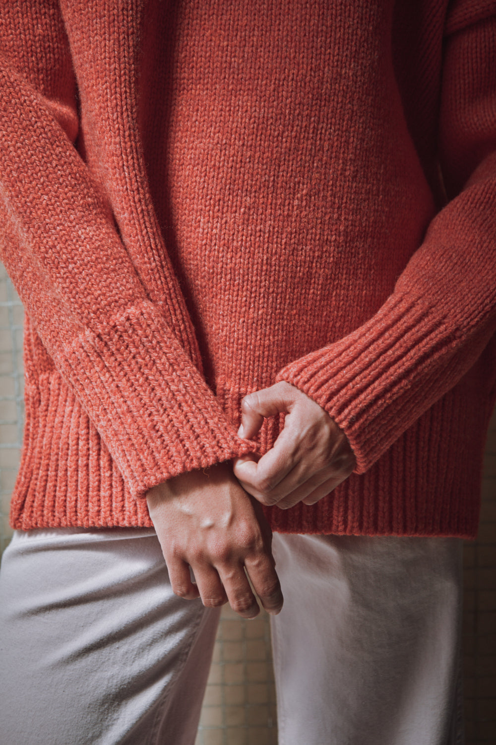 STEPHANIE Pull oversize en laine mérinos - Coral