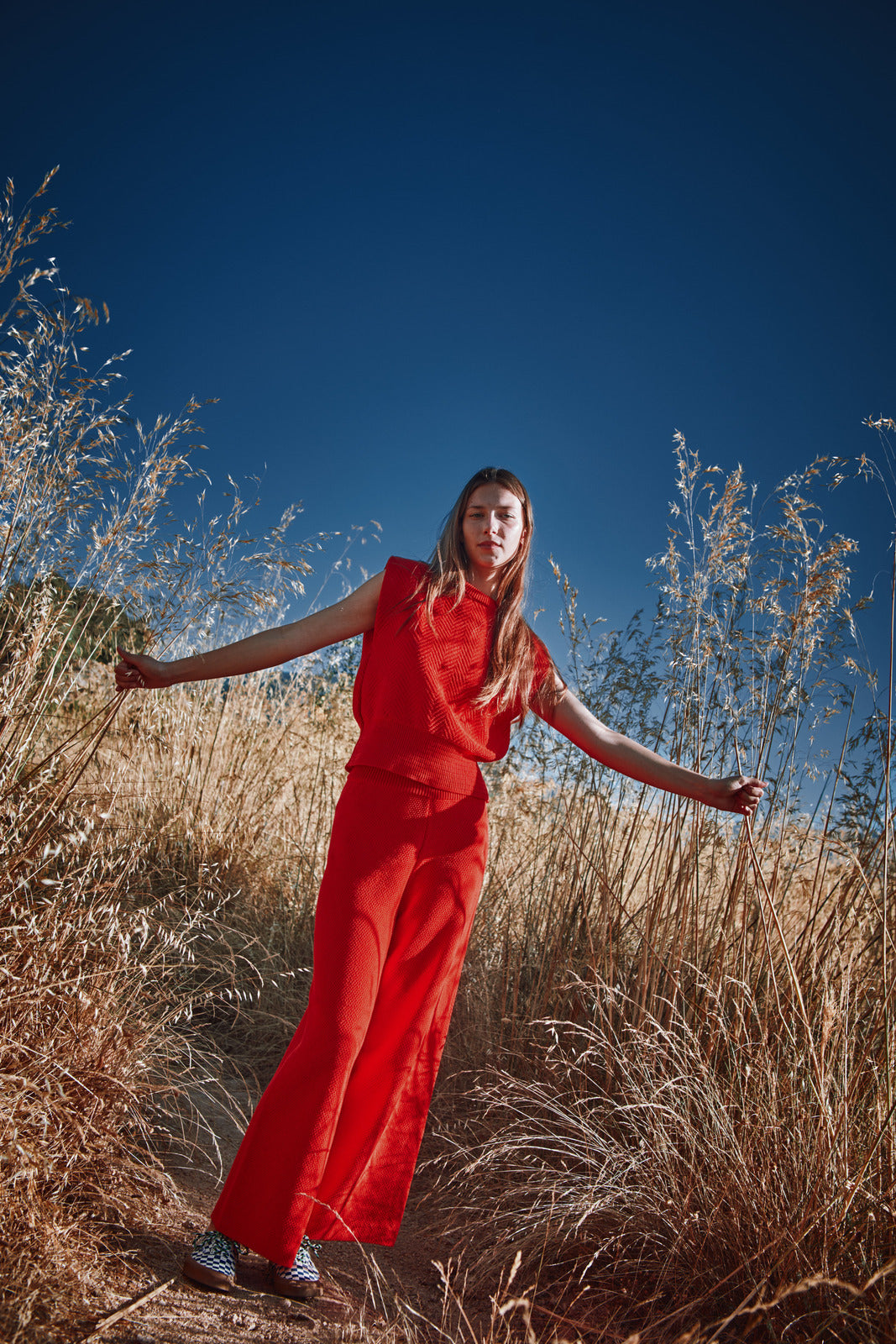 VALENTINE Top sans manches en coton biologique - Rouge