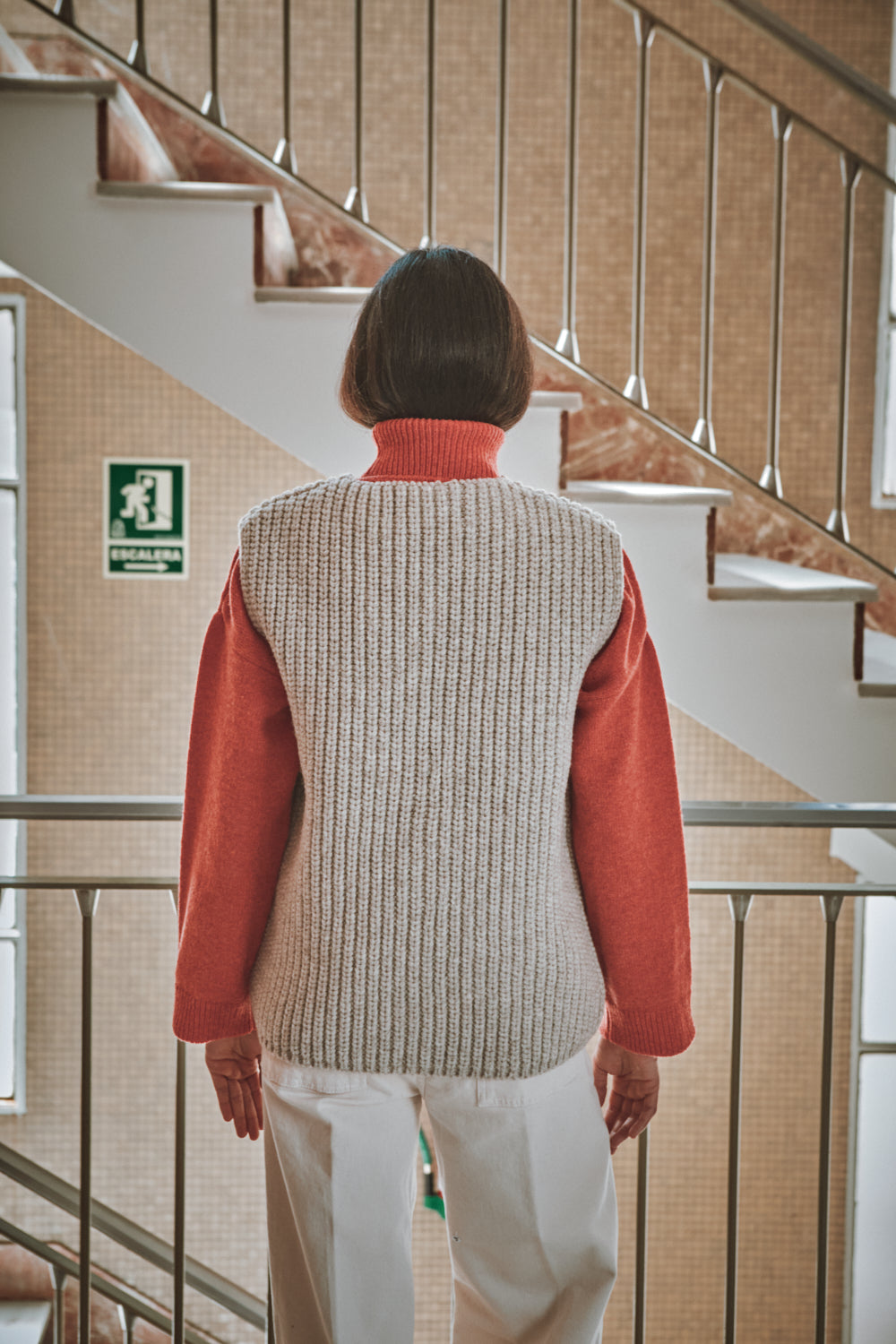Gilet sans manches VERA en laine mérinos - Beige
