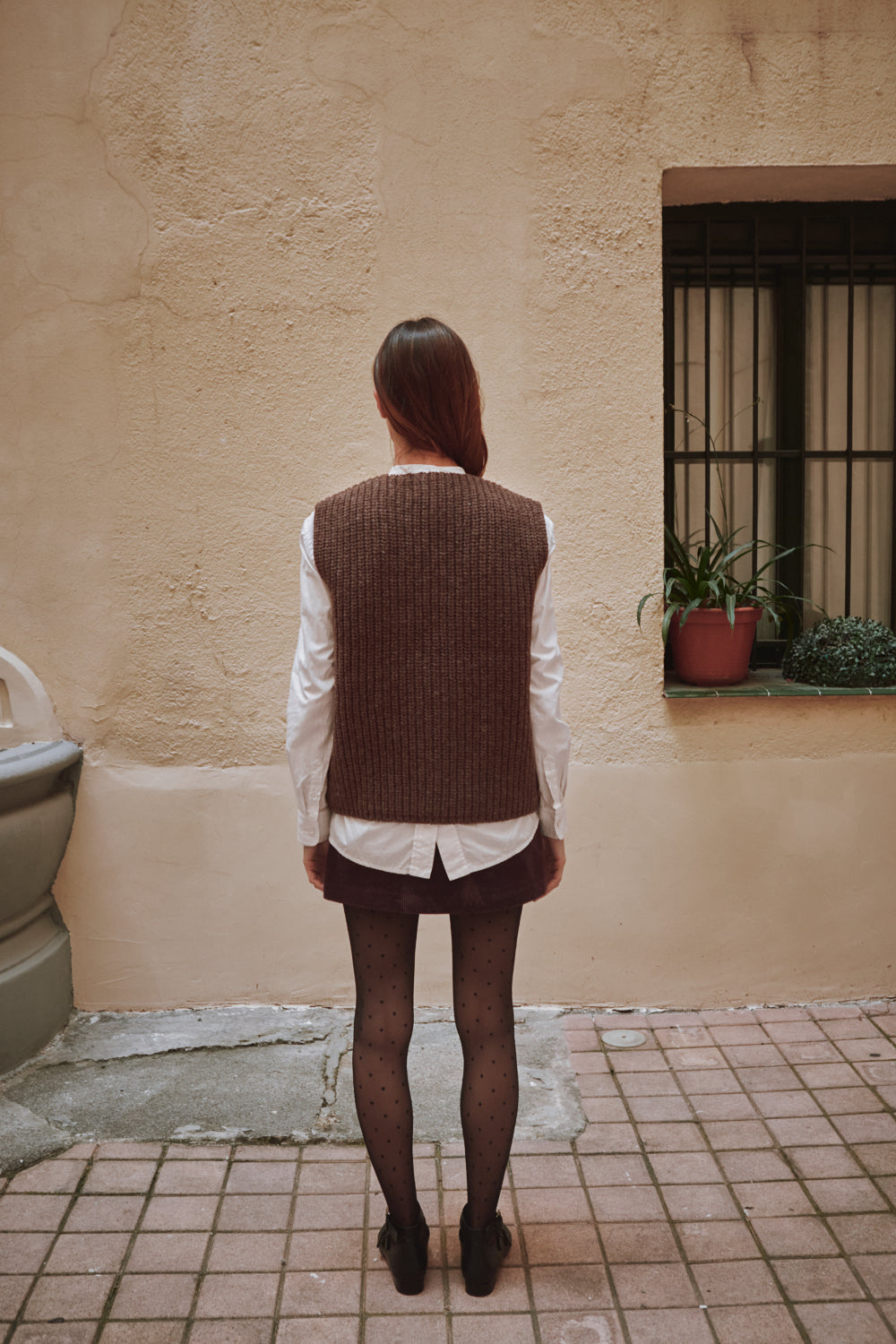 Gilet sans manches VERA en laine mérinos - Chocolat
