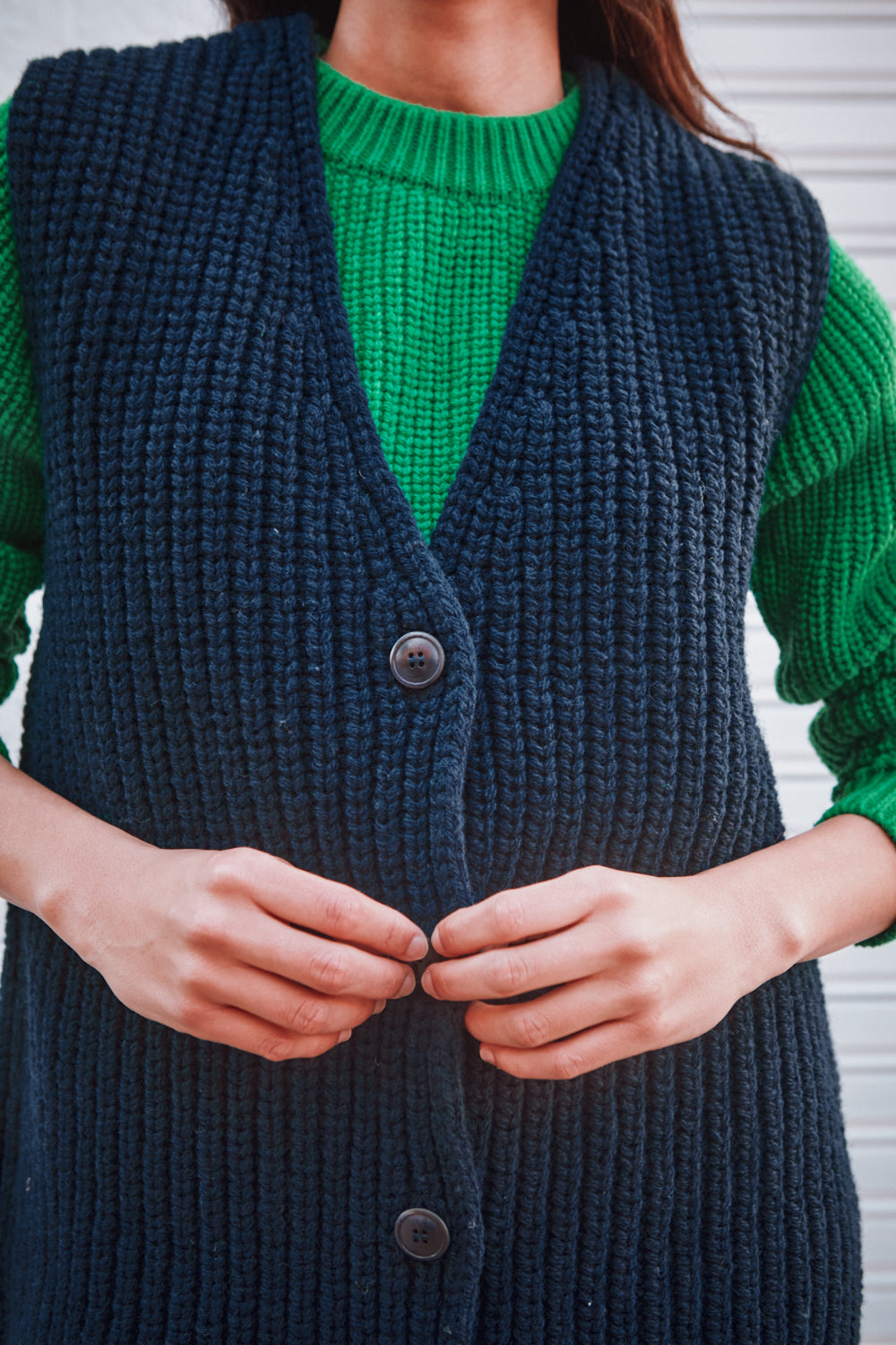 Gilet sans manches VERA en laine mérinos - Bleu marine Blue