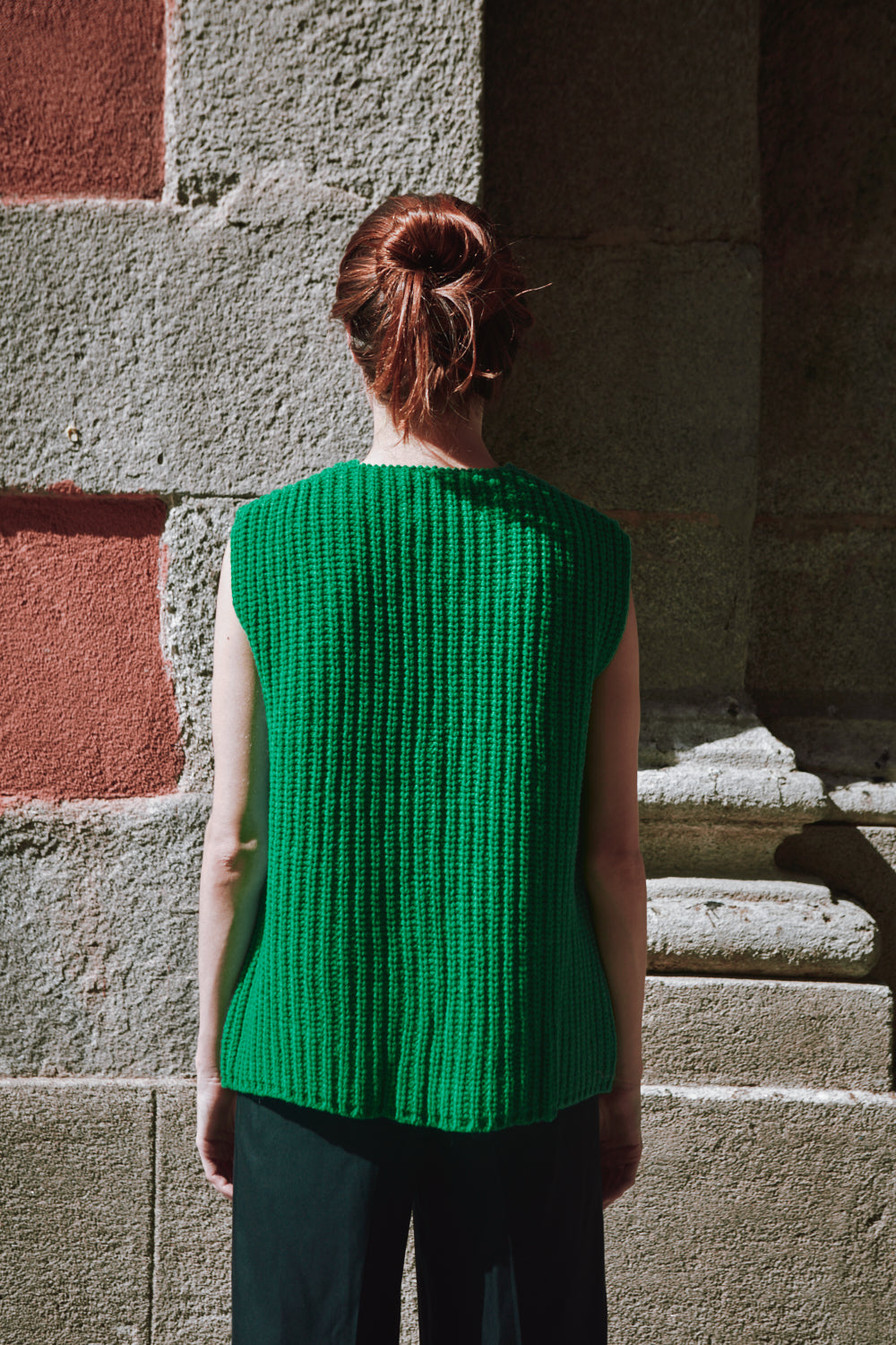 Gilet sans manches VERA en laine mérinos - Vert perroquet