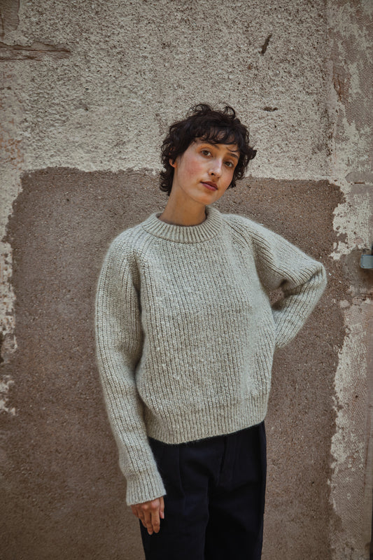 AGNES Cardigan- 100% Mohair sans cruauté mérinos Laine beige- Laine espagnole mérinos  pull  - L'Envers