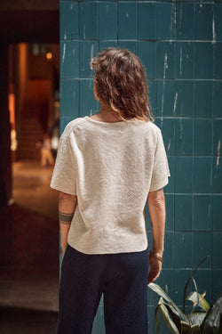 Tee-shirt Léa 100% coton biologique en blanc cassé - L'Envers