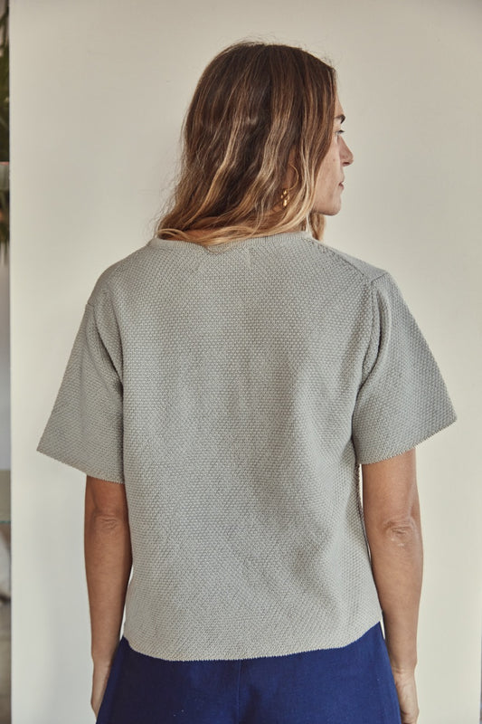 LÉA T-shirt courtManches en coton bio gris perle - L'Envers