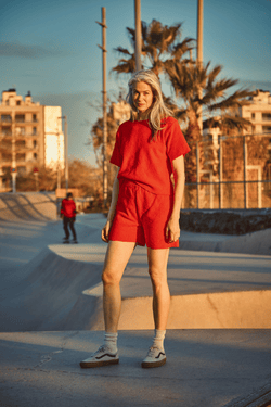 LÉA T-shirt courtManches en coton bio rouge - L'Envers