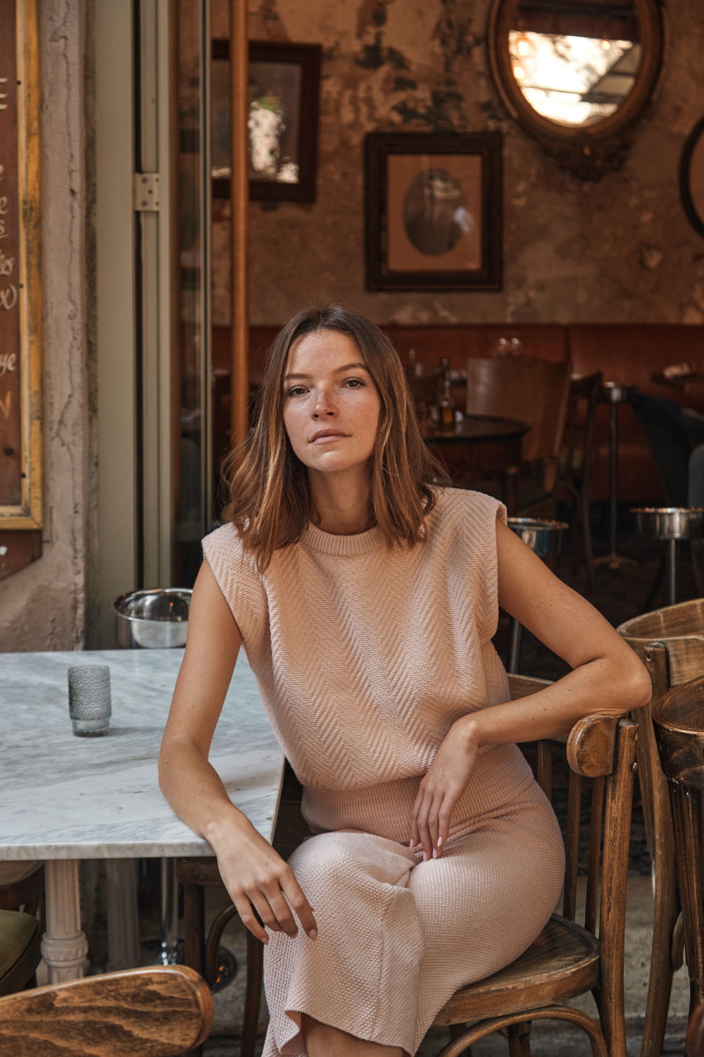 VALENTINE Sleeveless Top in Organic Cotton - Powder pink - L'Envers