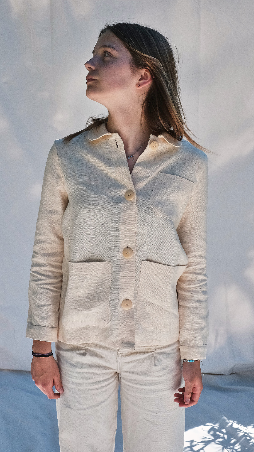 Item #45 - NIKKI Hemp Jacket in Linen - Ecru