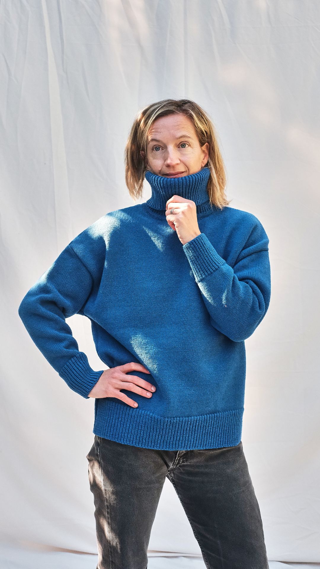 Item #159 - THÉRÈSE Sweater in Merino Wool - Cobalt Blue