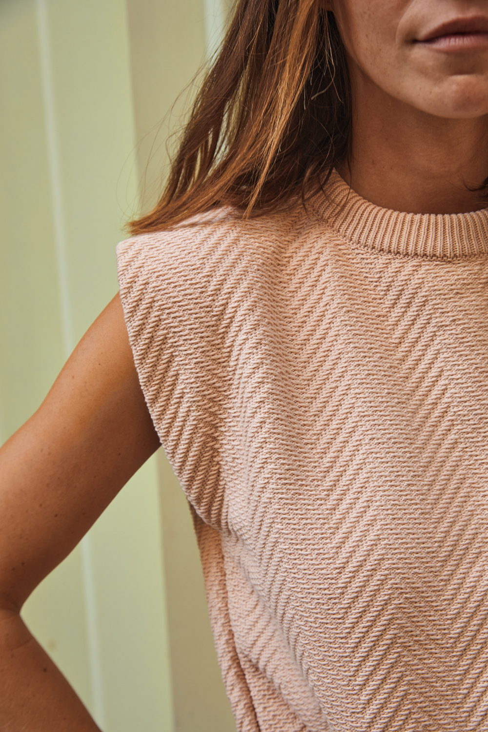 VALENTINE Sleeveless Top in Organic Cotton - Powder pink - L'Envers