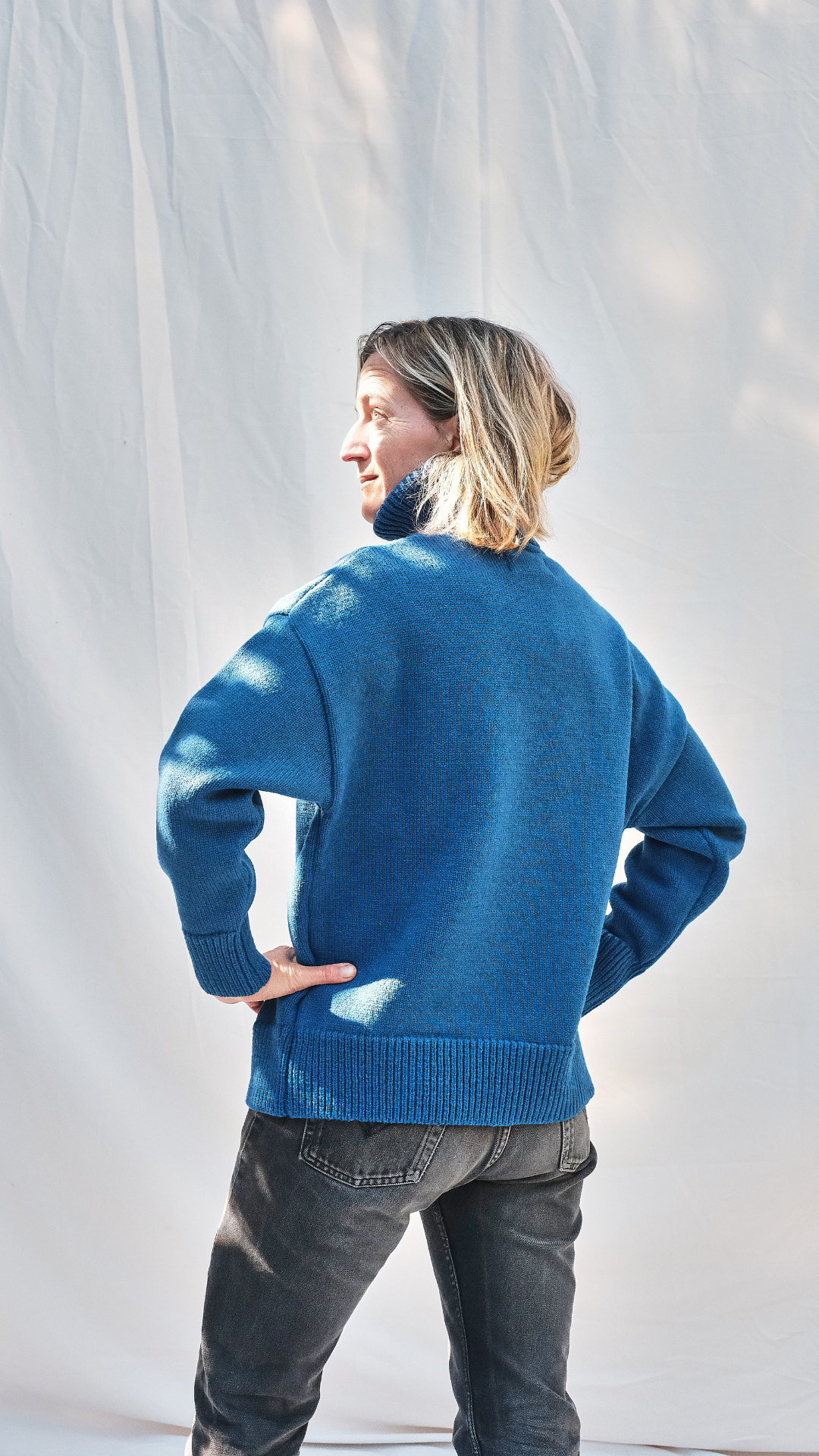 Item #159 - THÉRÈSE Sweater in Merino Wool - Cobalt Blue