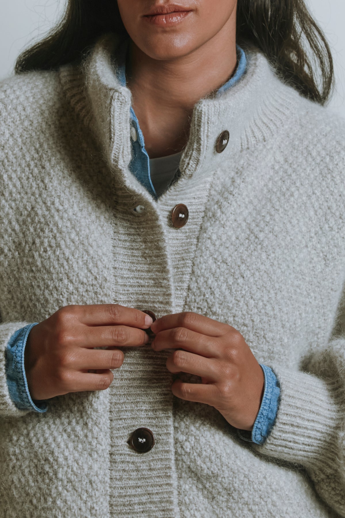 GEORGE high-neck jacket in merino-mohair wool, beige – view 3