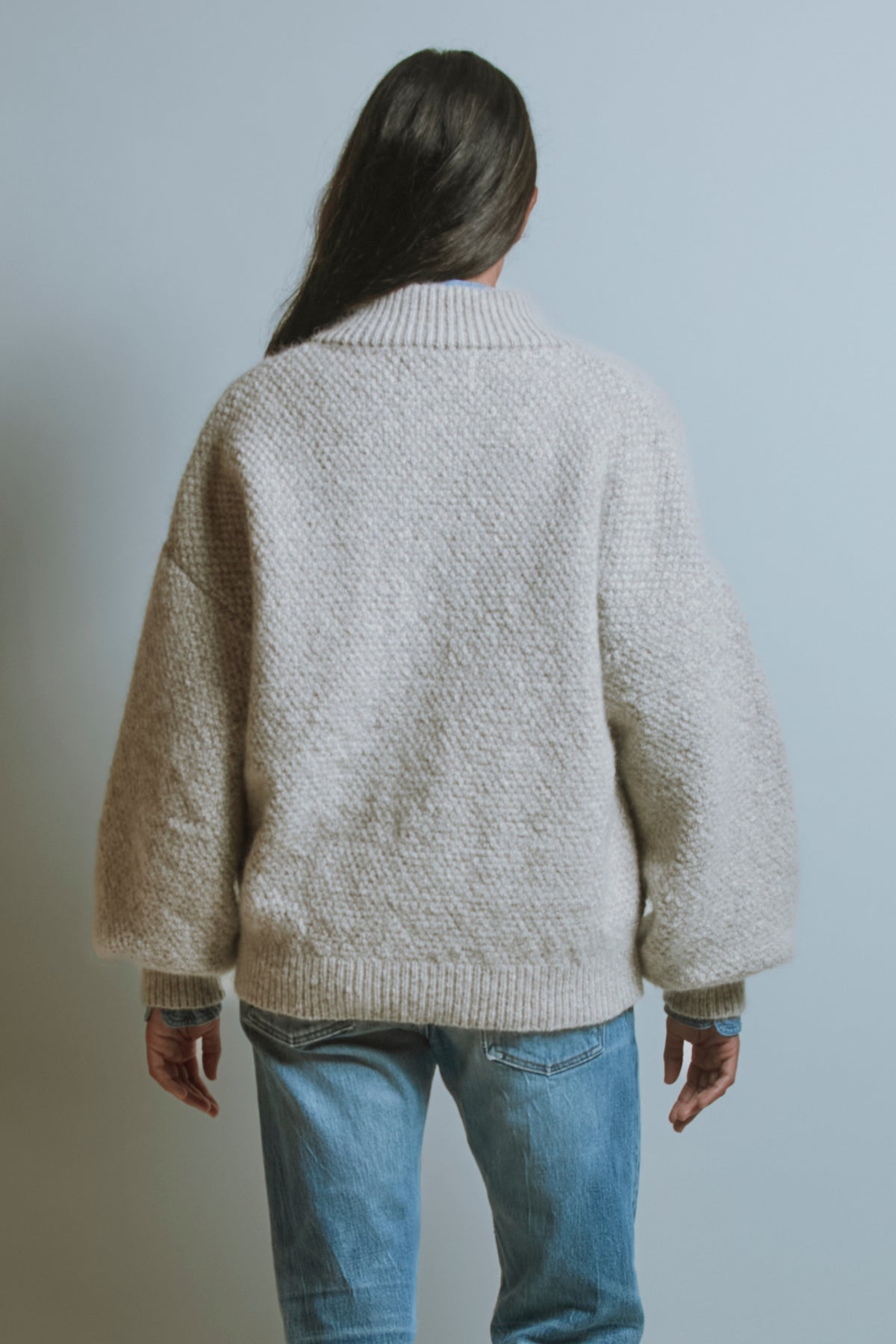 GEORGE high-neck jacket in merino-mohair wool, beige – view 5
