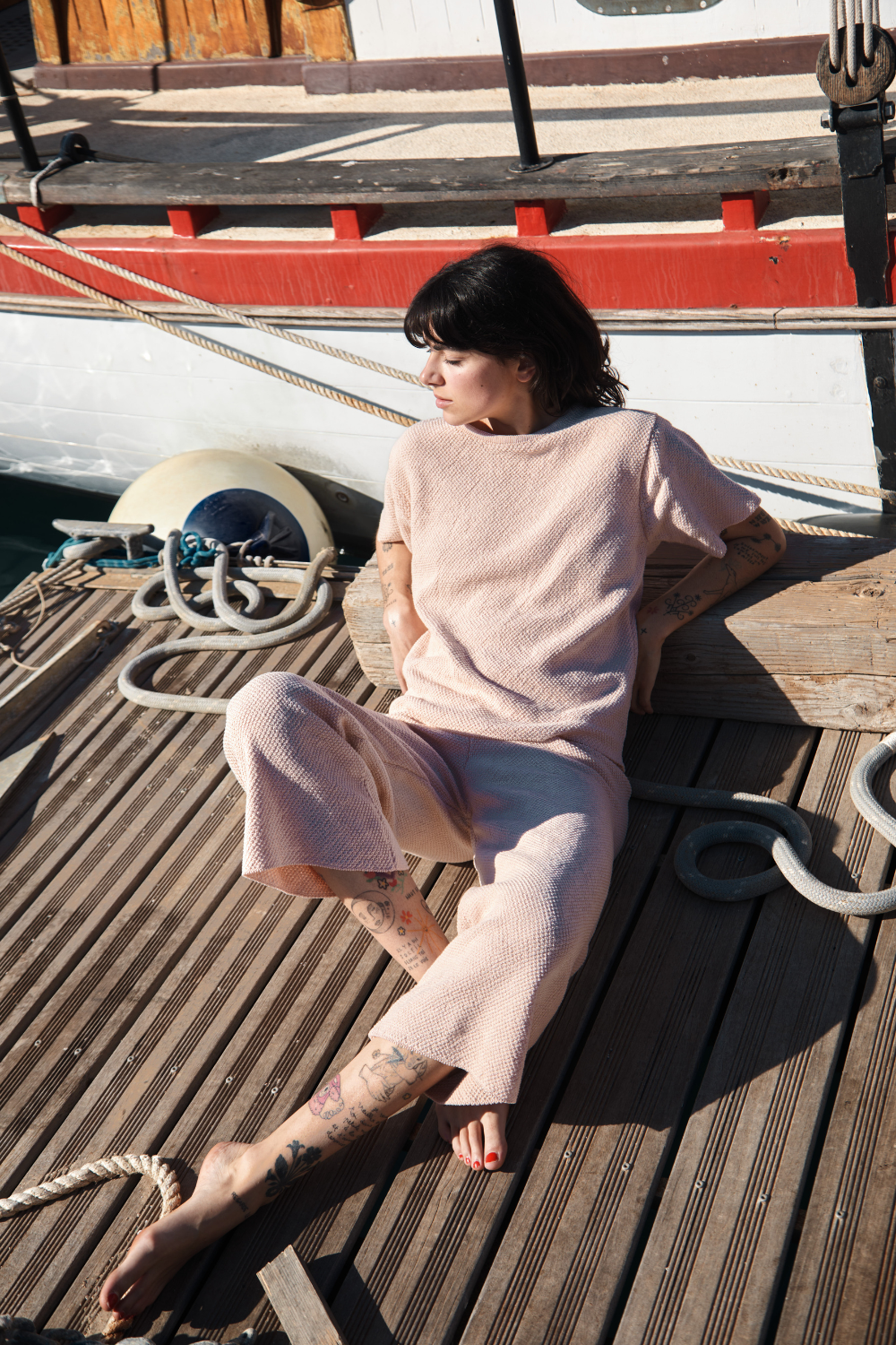 LÉA Short-Sleeve Tee in Organic Cotton - Powder Pink