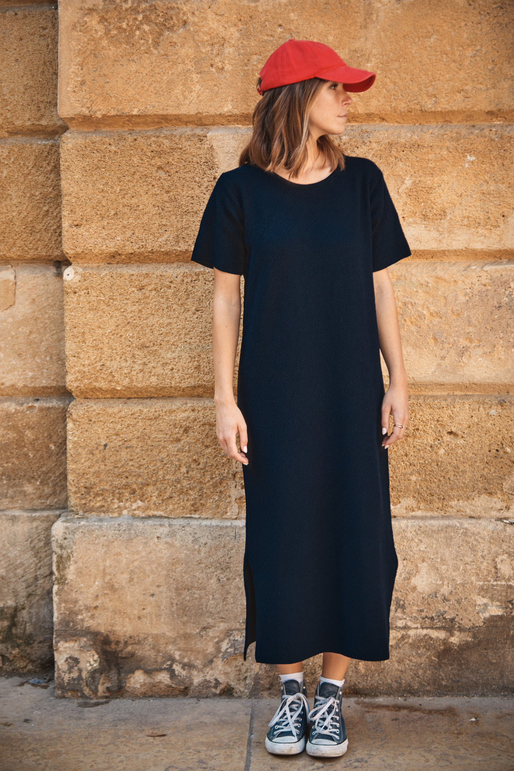 CARLA T-Shirt Dress in Organic Cotton - Navy