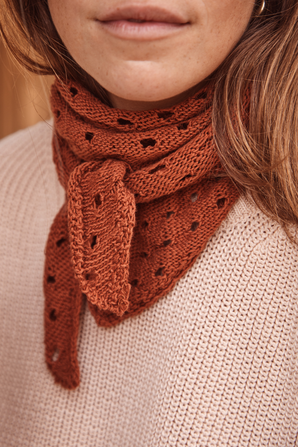 JASMINE Bandana Scarf in Organic Cotton - Earth Red