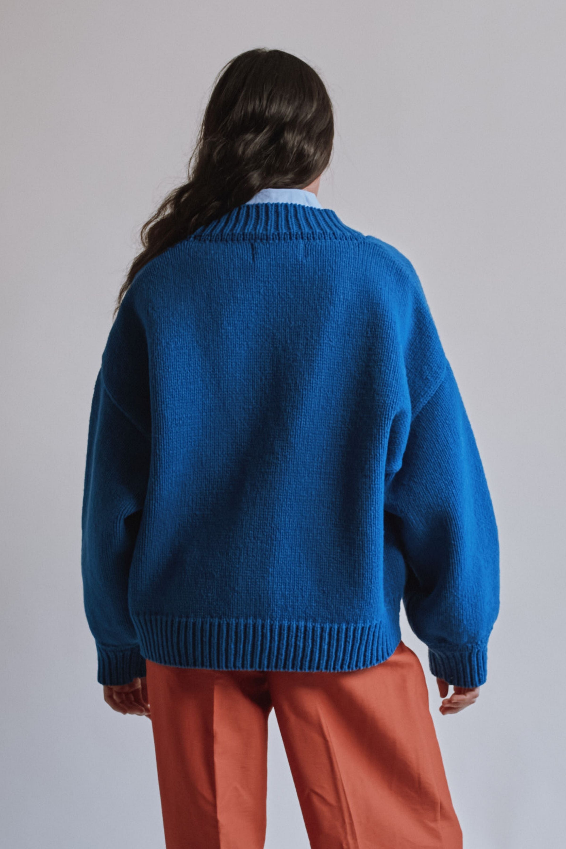 LUNA Batwing Cardigan in Merino Wool - Cobalt Blue