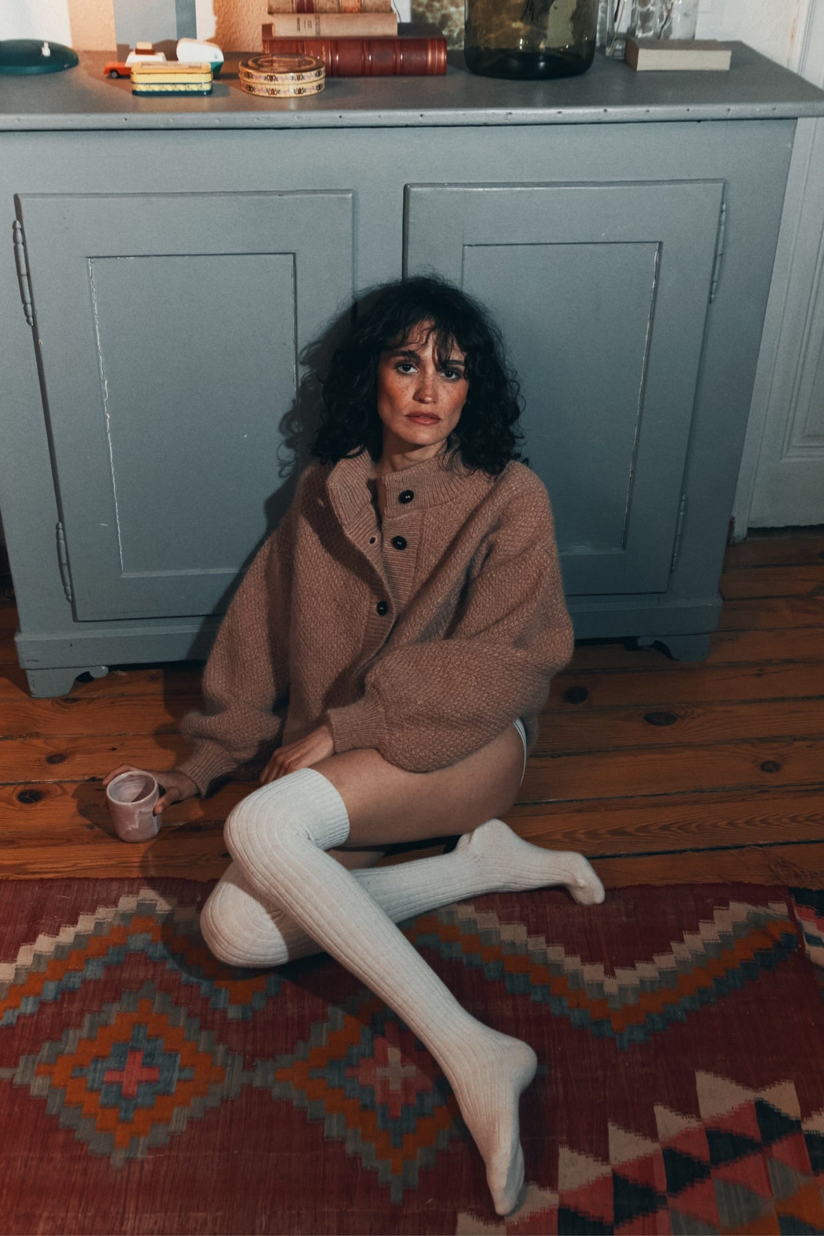 GEORGE High-Neck Jacket in Merino-Mohair Wool - Light Pink