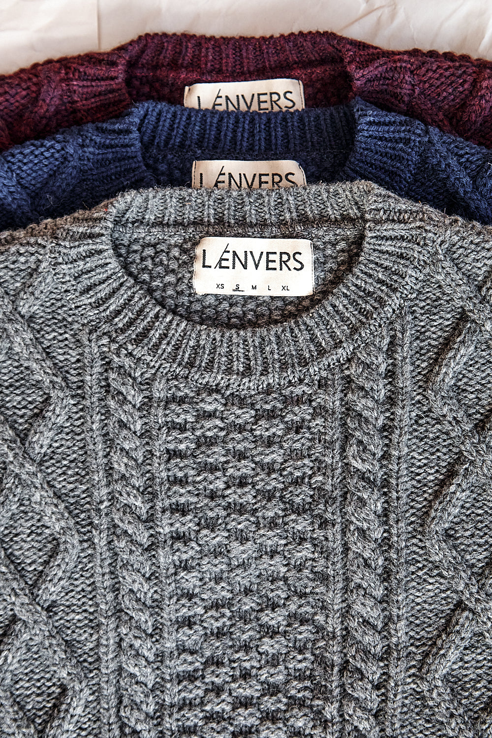 PAOLA Irish Cable Sweater in Merino Wool - Navy