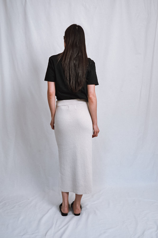 Item #474 - CECILE Straight Midi Skirt in Organic Cotton - Off-white