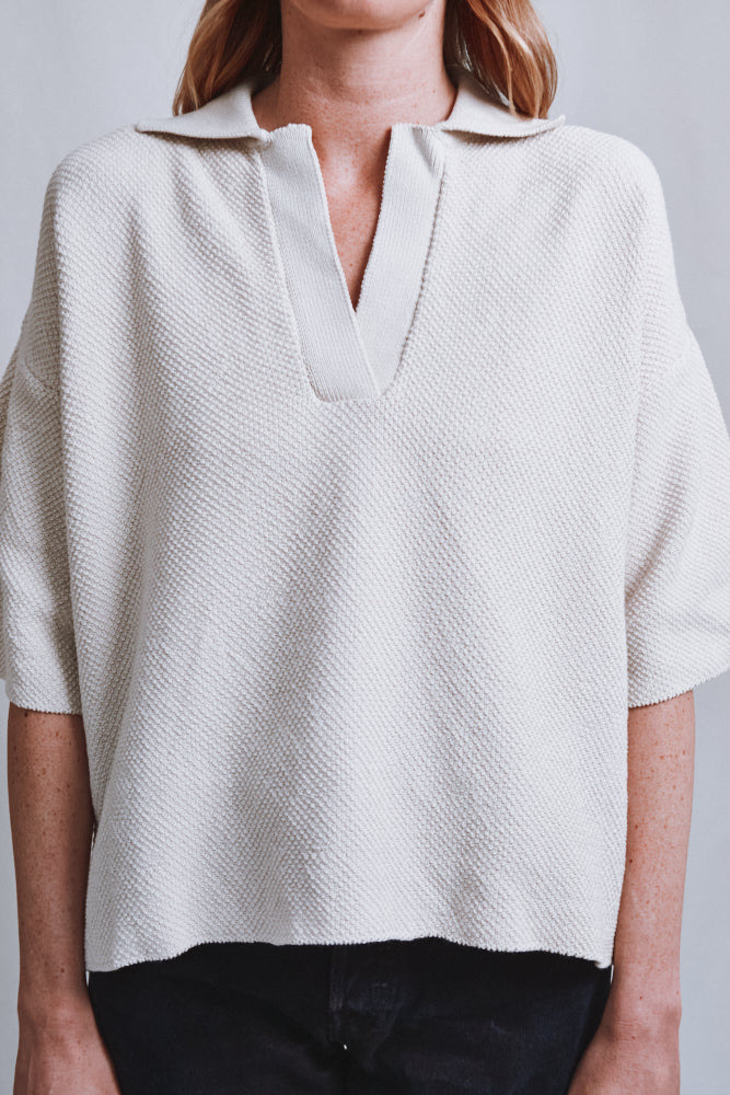 Item #480 - LILI Oversize Polo Shirt in Organic Cotton - Off-White
