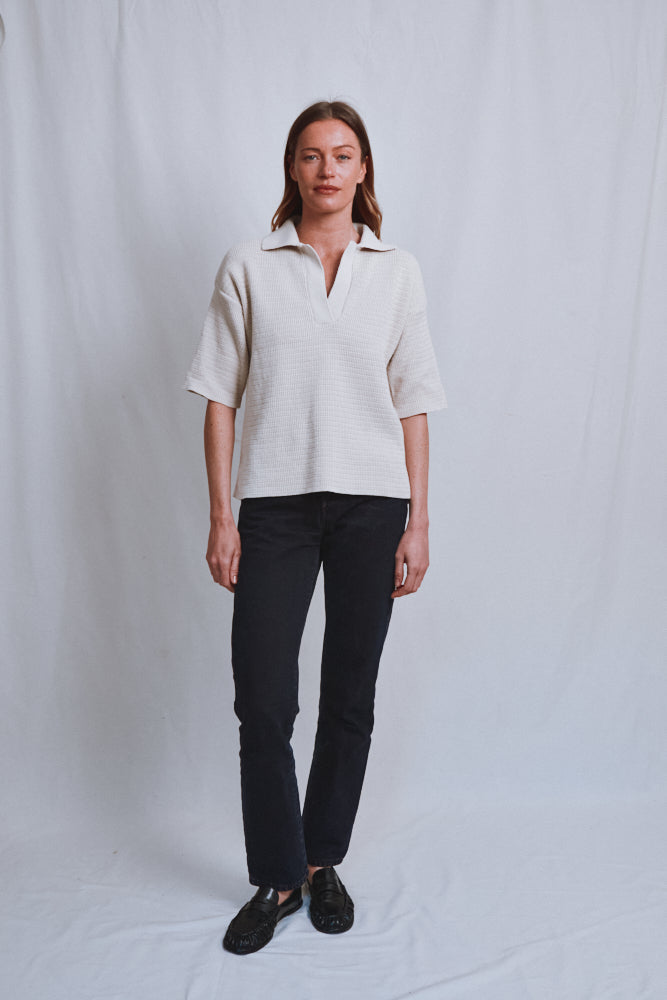 Item #481 - LILI Oversize Polo Shirt in Organic Cotton - Off-White