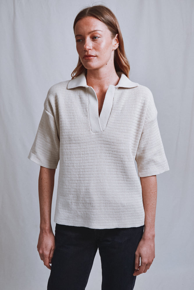 Item #481 - LILI Oversize Polo Shirt in Organic Cotton - Off-White