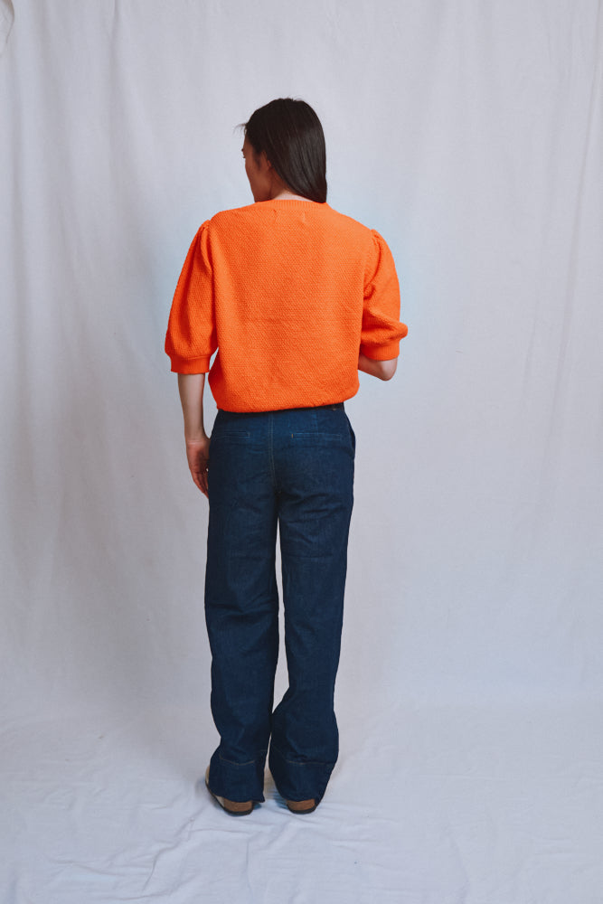 Item #486 - ELISABETH Puff-Sleeve Tee in Organic Cotton - Orange