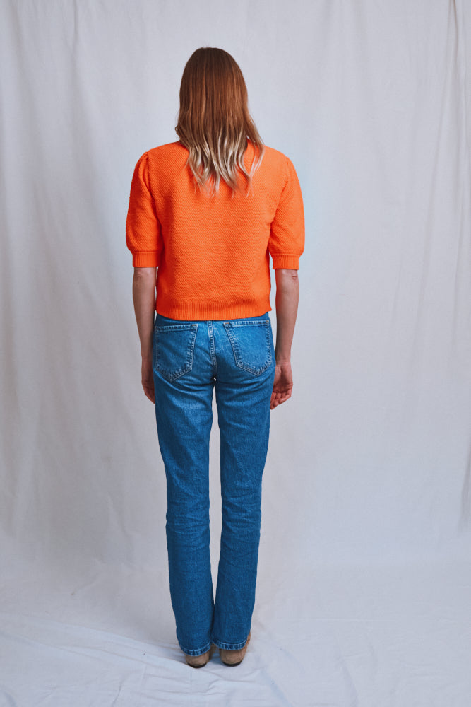 Item #487 - ELISABETH Puff-Sleeve Tee in Organic Cotton - Orange