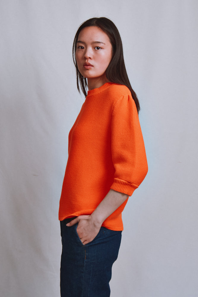 Item #488 - ELISABETH Puff-Sleeve Tee in Organic Cotton - Orange