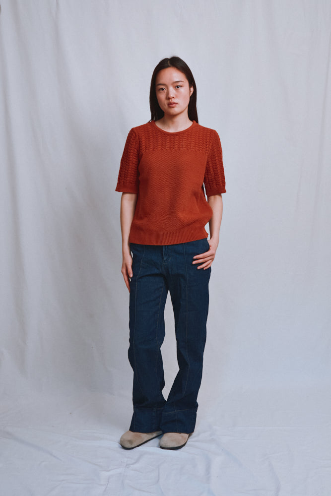 Item #491 - LIZ Lace Top in Organic Cotton - Earth Red