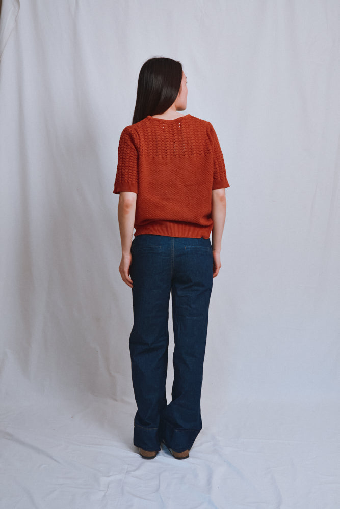 Item #491 - LIZ Lace Top in Organic Cotton - Earth Red
