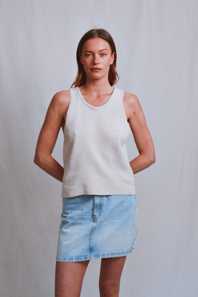 Item #498 - LARA Tank Top in Organic Cotton - Off-white