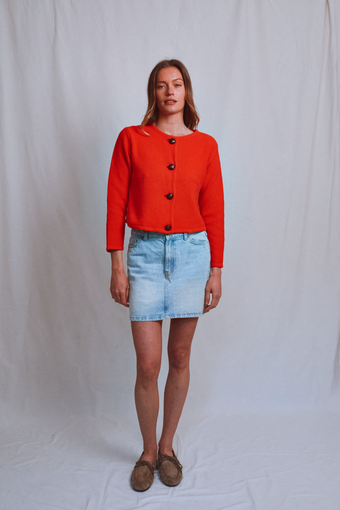 Item #501 - EMILIE Short Jacket in Organic Cotton - Red