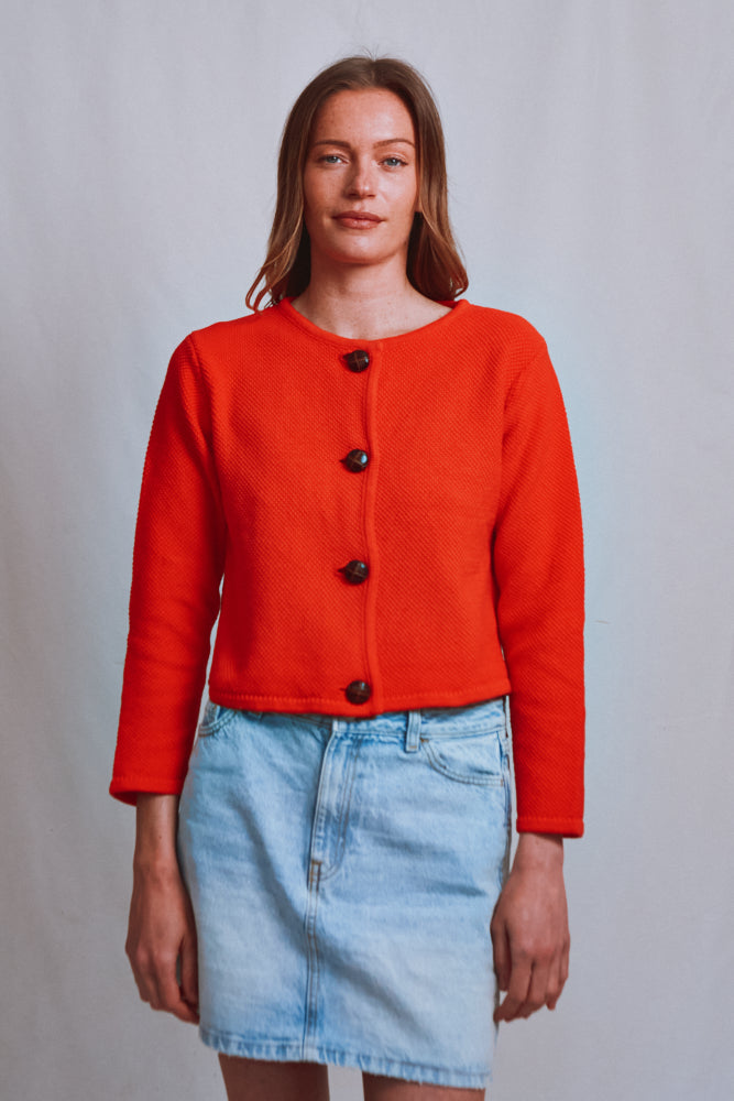 Item #501 - EMILIE Short Jacket in Organic Cotton - Red