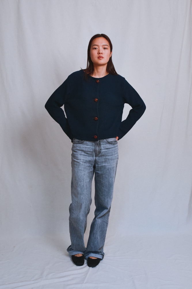 Item #502 - EMILIE Short Jacket in Organic Cotton - Navy