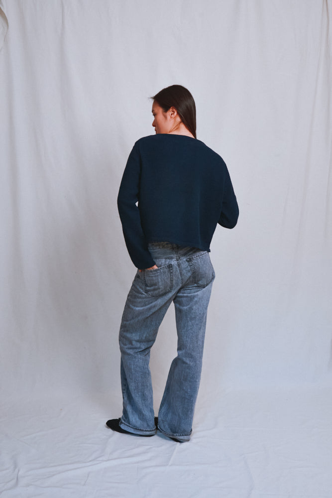 Item #502 - EMILIE Short Jacket in Organic Cotton - Navy
