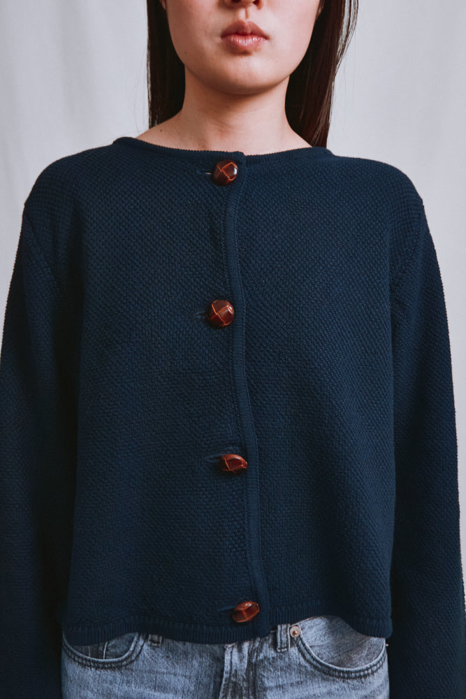 Item #502 - EMILIE Short Jacket in Organic Cotton - Navy