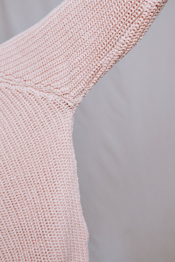 Référence n° 507 - Cardigan ANNA à col en V en coton biologique - Rose poudré