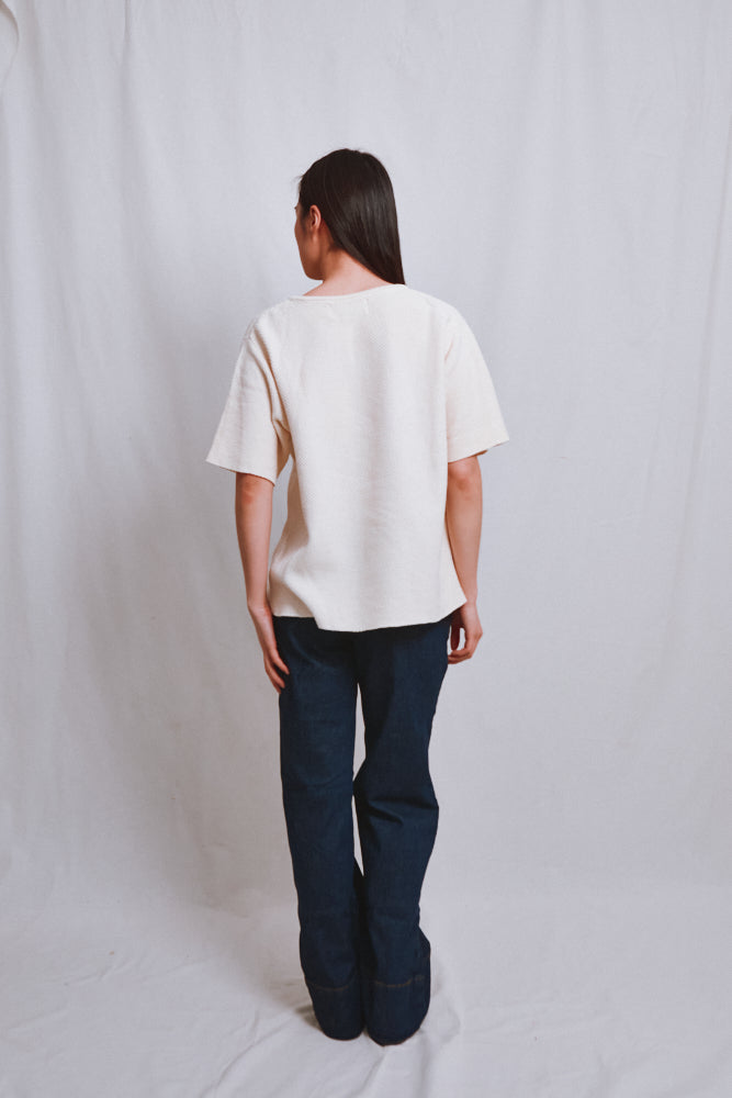Item #514 - LÉA Short-Sleeve Tee in Organic Cotton - Off-White