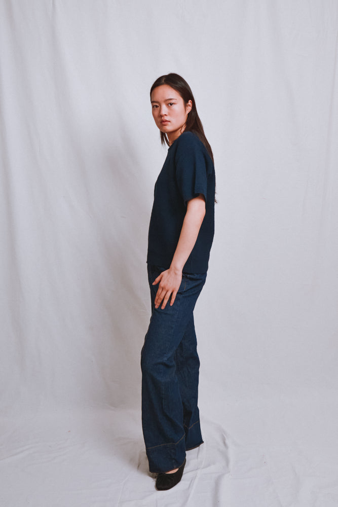 Item #517 - LÉA Short-Sleeve Tee in Organic Cotton - Navy